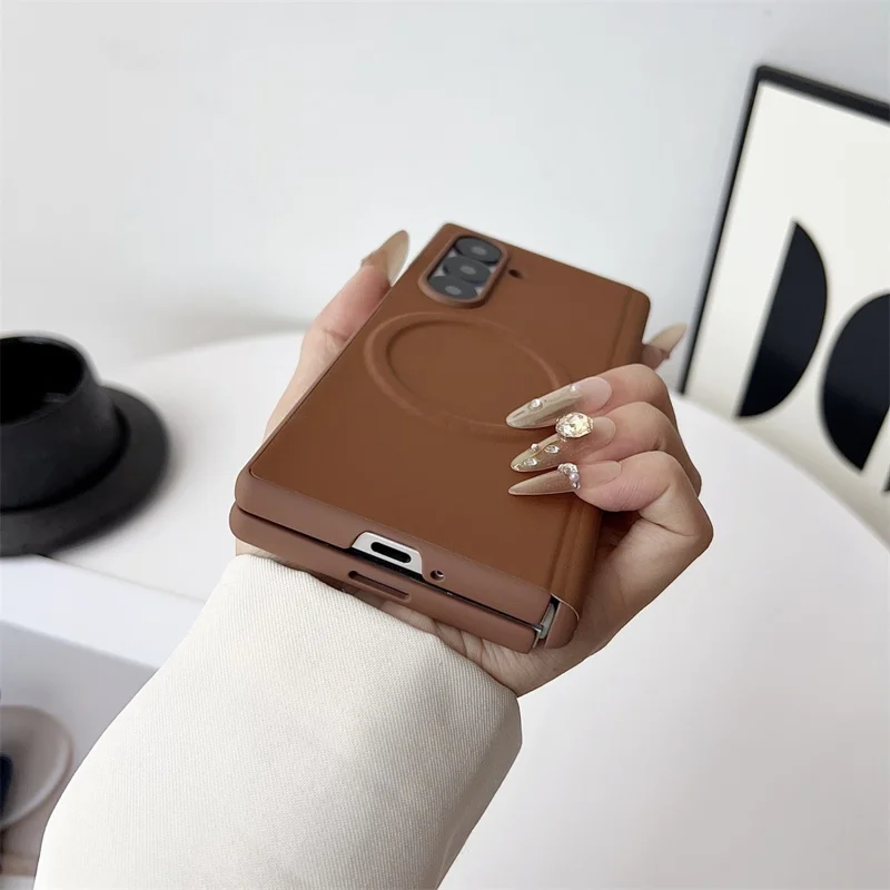For Samsung Galaxy Z Fold8 Magnetisk Case PU Læder + PC Beskyttende Telefon Cover - Brun