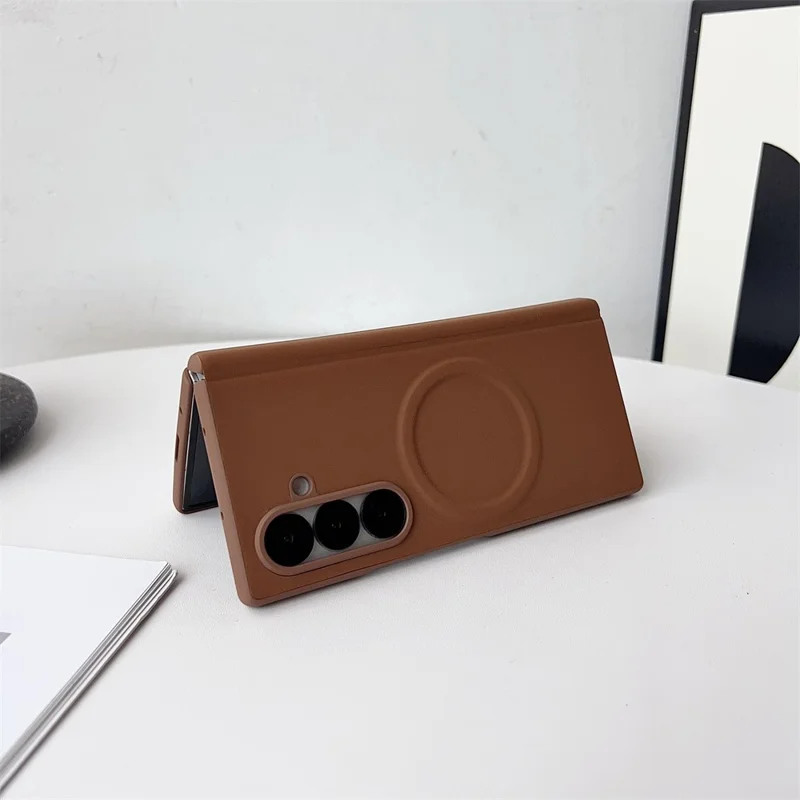For Samsung Galaxy Z Fold8 Magnetisk Case PU Læder + PC Beskyttende Telefon Cover - Brun