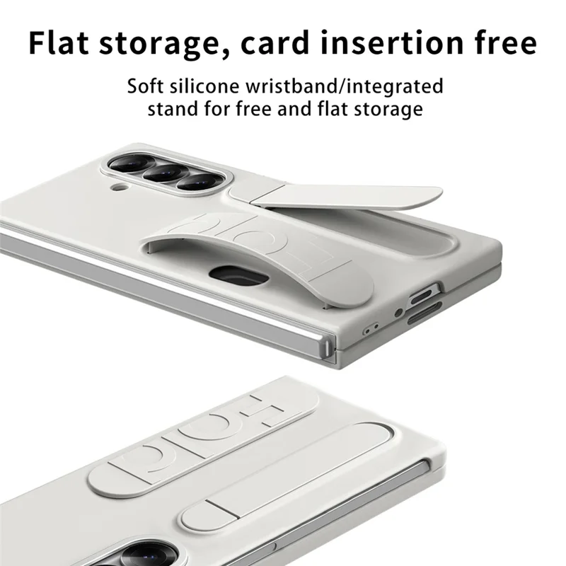 Til Samsung Galaxy Z Fold8 Hylse med Kortlomme, Standfod og Håndtagsystem - Hvide