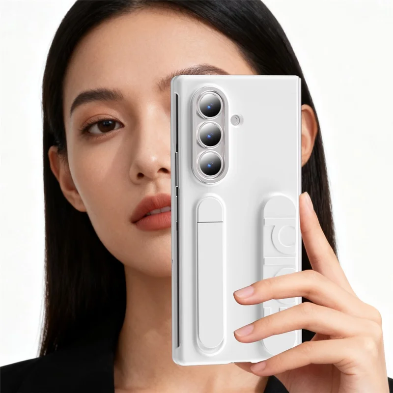 Til Samsung Galaxy Z Fold8 Hylse med Kortlomme, Standfod og Håndtagsystem - Hvide