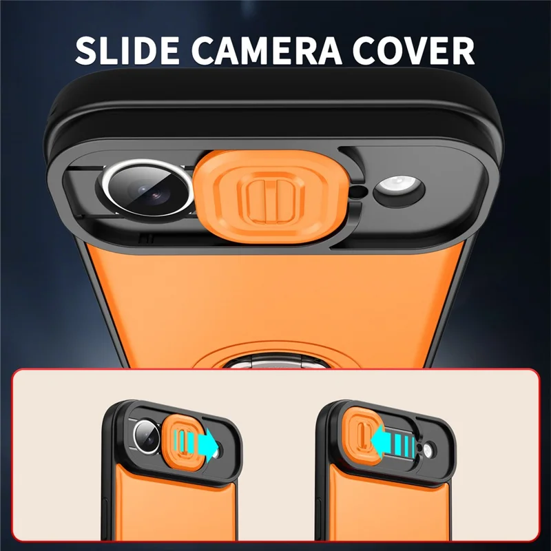 For iPhone Air Case with Slide Camera Cover Kickstand PC + TPU Protective Phone Shell - Orange