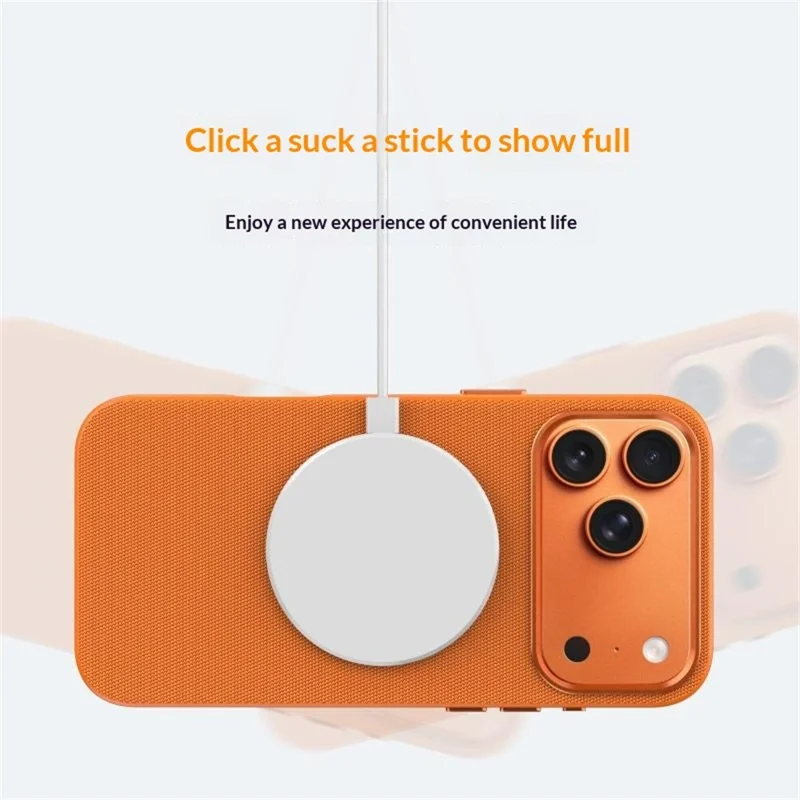 For iPhone 17 Pro Magnetic Case Woven Tech Fabric + TPU + PC Shockproof Protective Cover - Orange