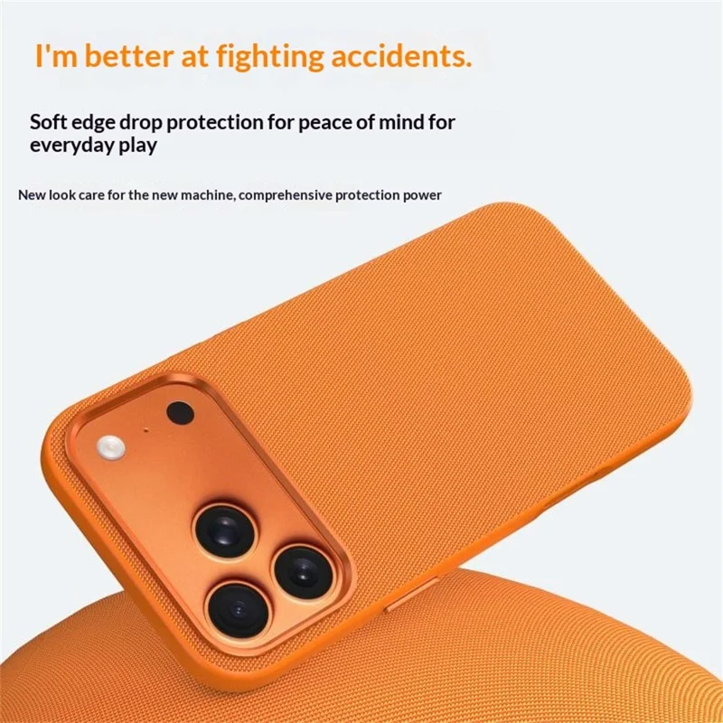 For iPhone 17 Pro Magnetic Case Woven Tech Fabric + TPU + PC Shockproof Protective Cover - Orange
