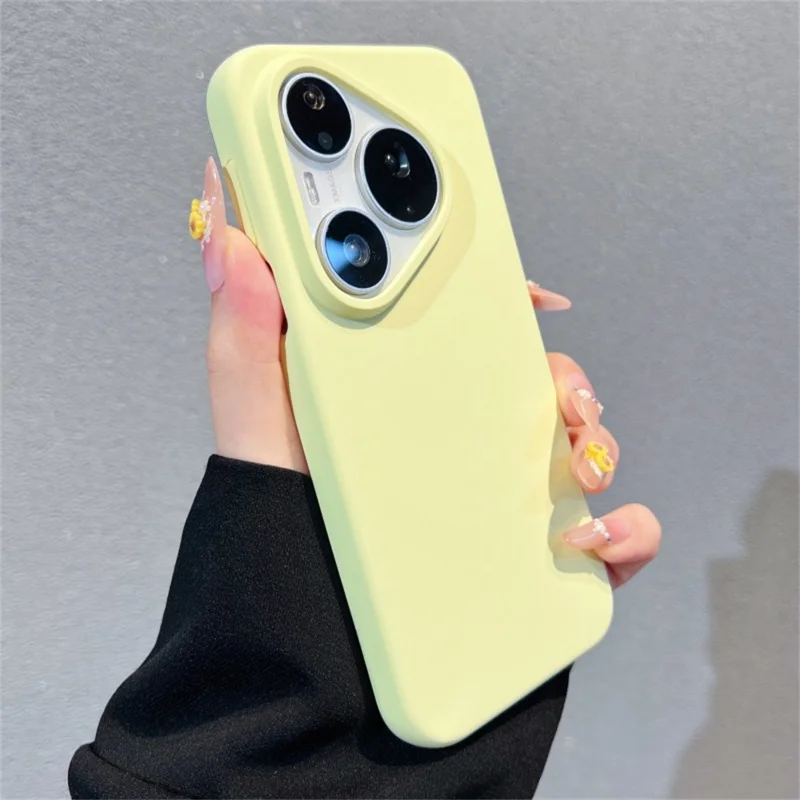 غطاء لهاتف Huawei Pura 90 Pro مصنوع من السيليكون السائل الناعم + غطاء هاتف من مادة البولي كربونات - أصفر فاتح
