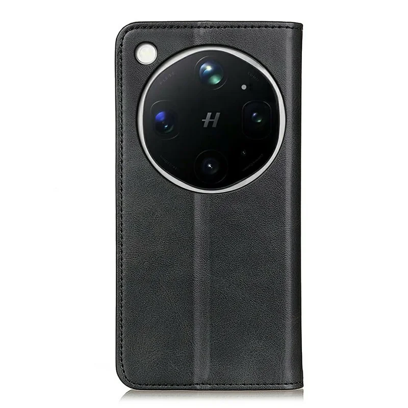 For Oppo Find X9 Ultra 5G Case Cowhide Texture Split Leather Flip Wallet Phone Cover - Black