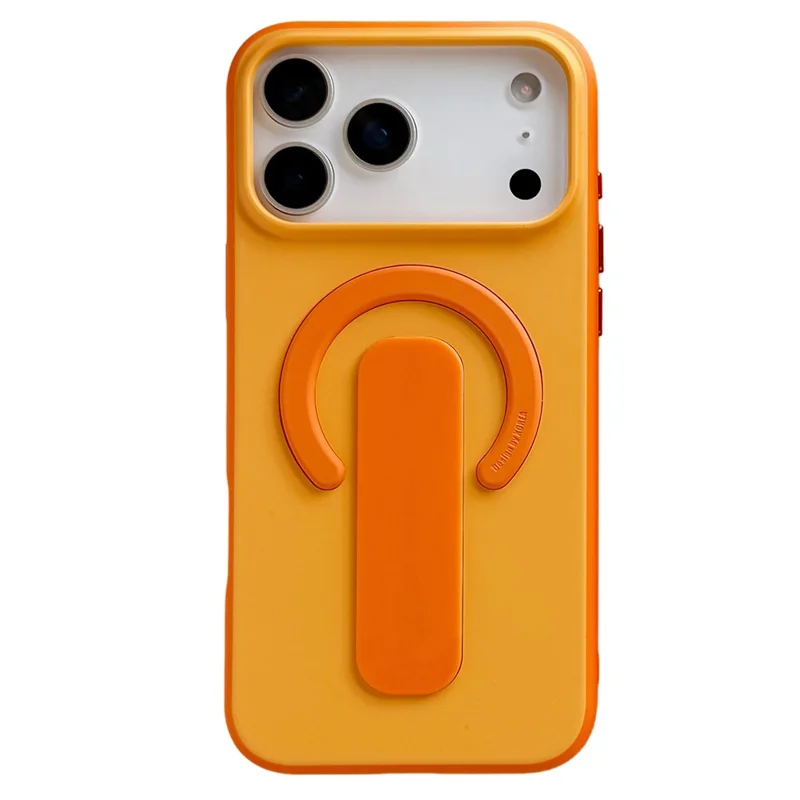 For iPhone 17 Pro Max Magnetic Case 2-in-1 Dual Color Shockproof Cover with Sliding Hidden Stand Compatible with Magsafe - Orange