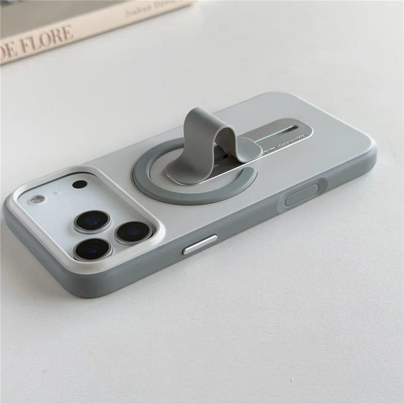 For iPhone 17 Pro Max Magnetic Case 2-in-1 Dual Color Shockproof Cover with Sliding Hidden Stand Compatible with Magsafe - Orange