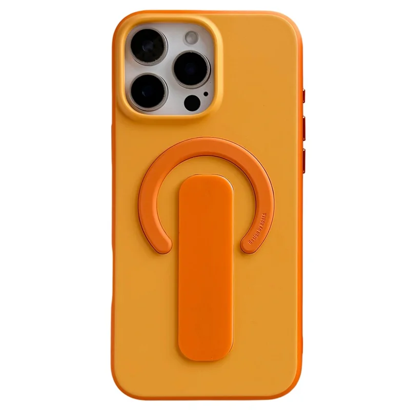 For iPhone 16 Pro Max Magnetic Case 2-in-1 Dual Color Shockproof Cover with Sliding Hidden Stand Compatible with Magsafe - Orange