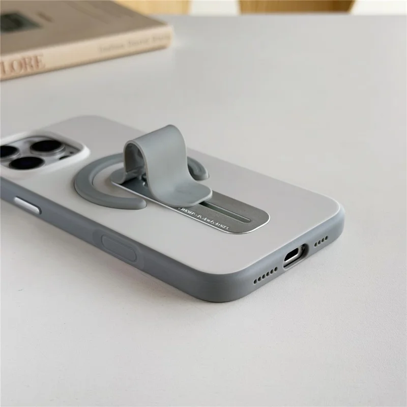 For iPhone 16 Pro Max Magnetic Case 2-in-1 Dual Color Shockproof Cover with Sliding Hidden Stand Compatible with Magsafe - Orange