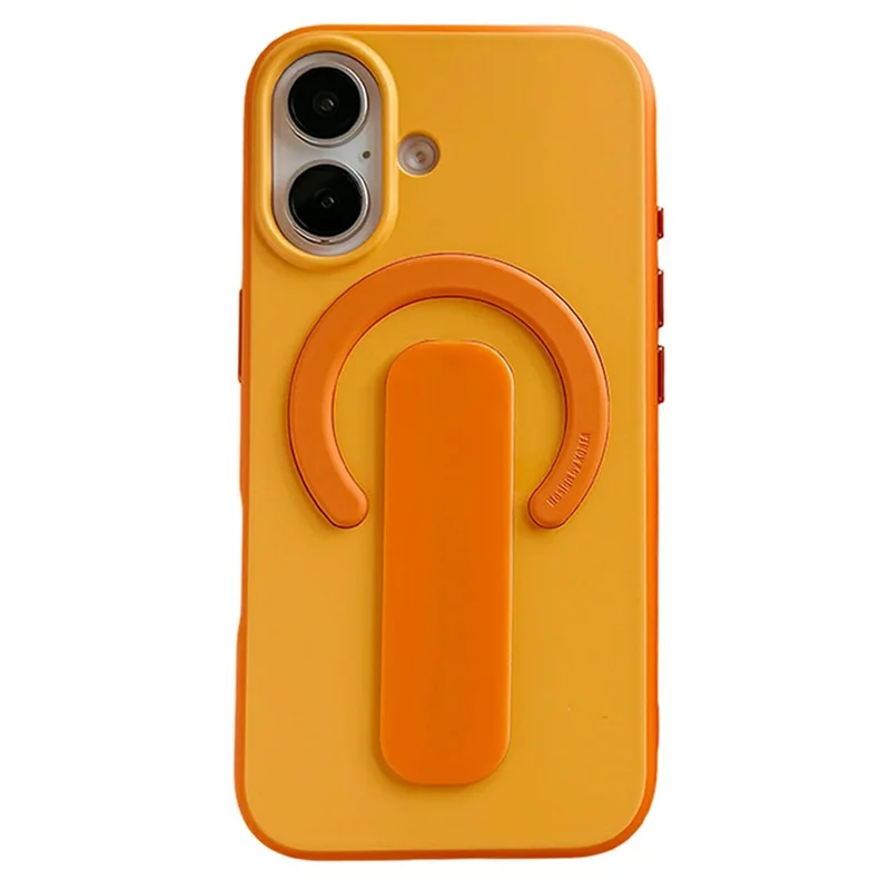 For iPhone 17 Magnetic Case 2-in-1 Dual Color Shockproof Cover with Sliding Hidden Stand Compatible with Magsafe - Orange