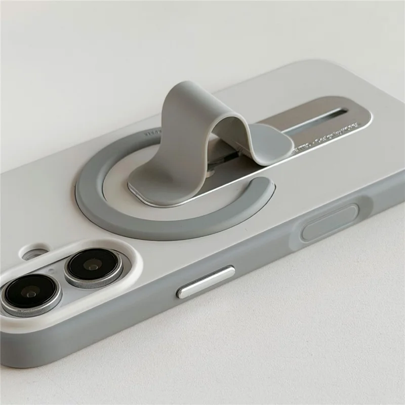 For iPhone 17 Magnetic Case 2-in-1 Dual Color Shockproof Cover with Sliding Hidden Stand Compatible with Magsafe - Orange