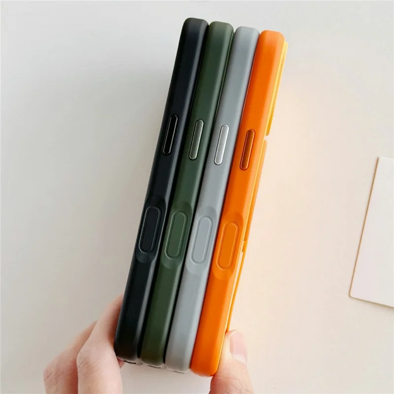 For iPhone 17 Magnetic Case 2-in-1 Dual Color Shockproof Cover with Sliding Hidden Stand Compatible with Magsafe - Orange
