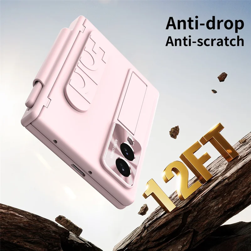 Cover per Samsung Galaxy Z Fold 8, custodia rigida con supporto, cinturino da polso, scomparto per penna stilo - Rosa