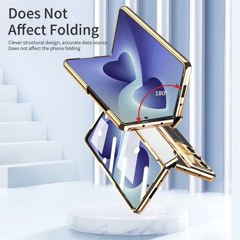 For Samsung Galaxy Z Fold8 Ultra Case Hinge Protection Leather + PC Shockproof Cover with Screen Protector - White