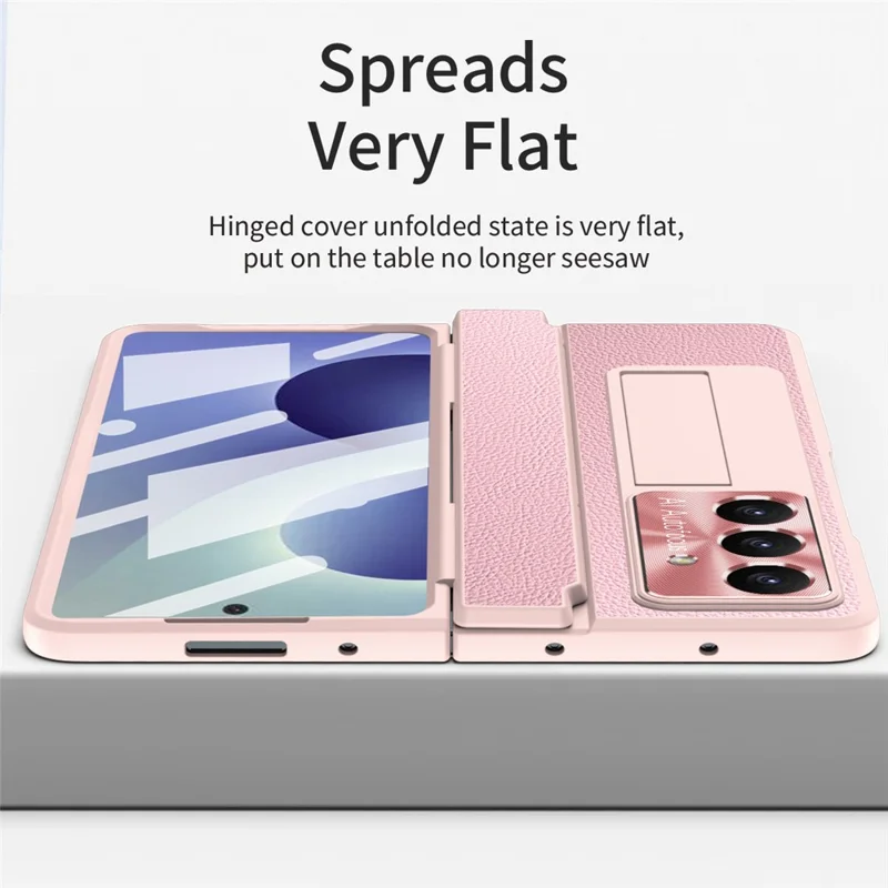 For Samsung Galaxy Z Fold8 Ultra Case Leather + PC Full Protective Phone Cover Cover with Screen Protector - Pink