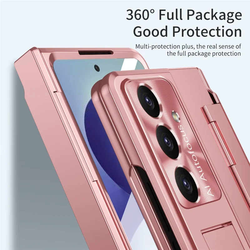 For Samsung Galaxy Z Fold8 Ultra Case Hinge Protection Hard PC Phone Cover with Screen Film - Rose Gold