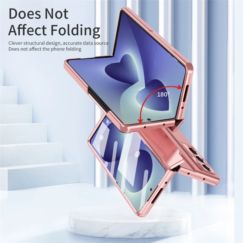 For Samsung Galaxy Z Fold8 Ultra Case Hinge Protection Hard PC Phone Cover with Screen Film - Rose Gold