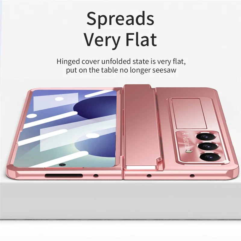 For Samsung Galaxy Z Fold8 Ultra Case Hinge Protection Hard PC Phone Cover with Screen Film - Rose Gold