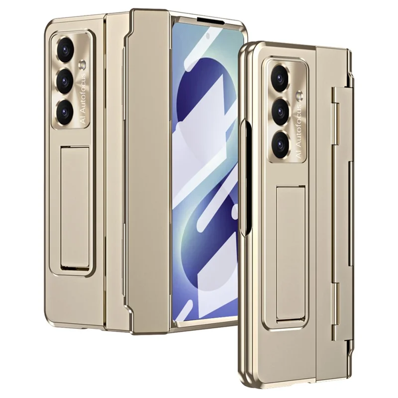 For Samsung Galaxy Z Fold8 Case Hinge Protection Hard PC Phone Cover with Screen Film - Champagne Gold