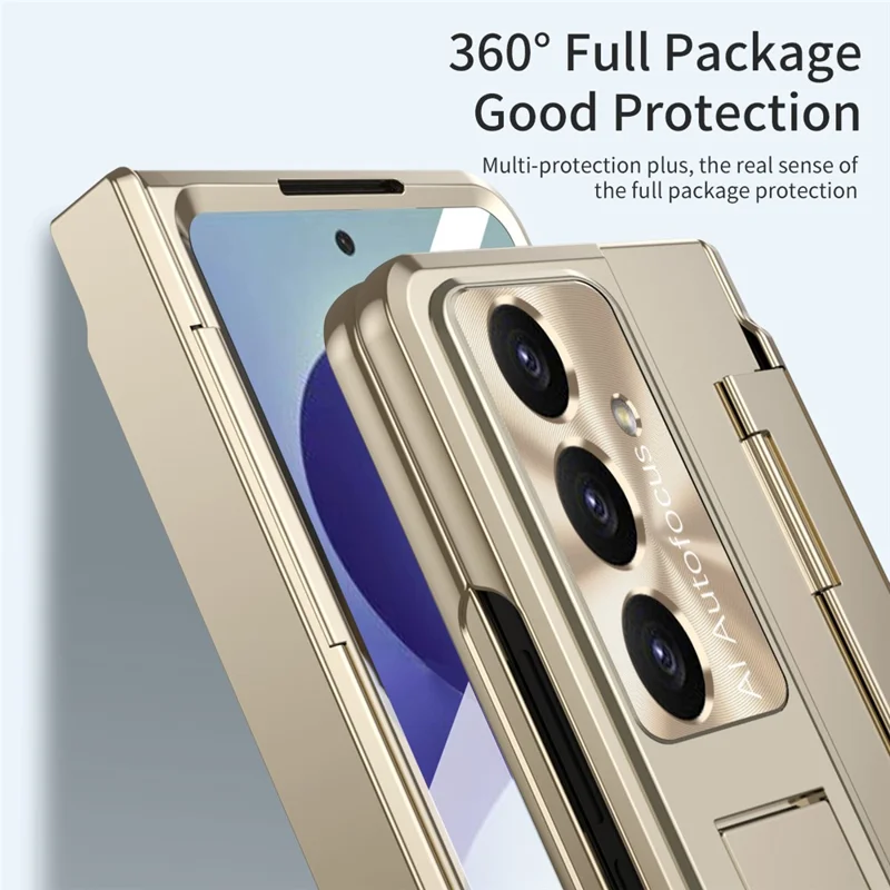For Samsung Galaxy Z Fold8 Case Hinge Protection Hard PC Phone Cover with Screen Film - Champagne Gold