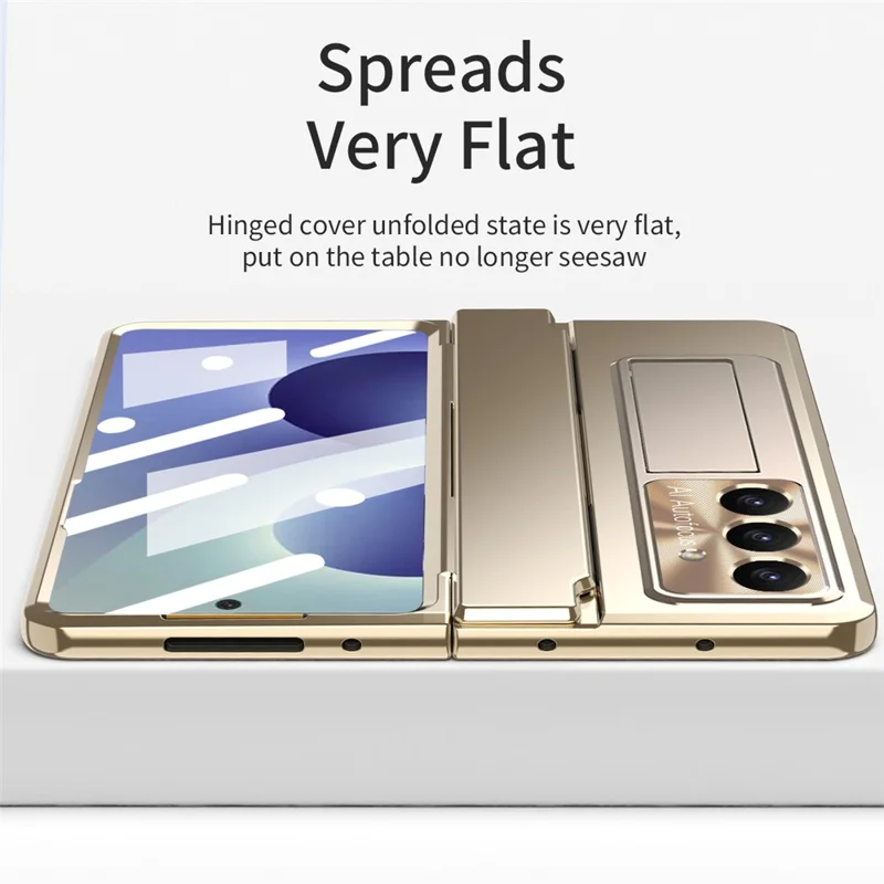 For Samsung Galaxy Z Fold8 Case Hinge Protection Hard PC Phone Cover with Screen Film - Champagne Gold