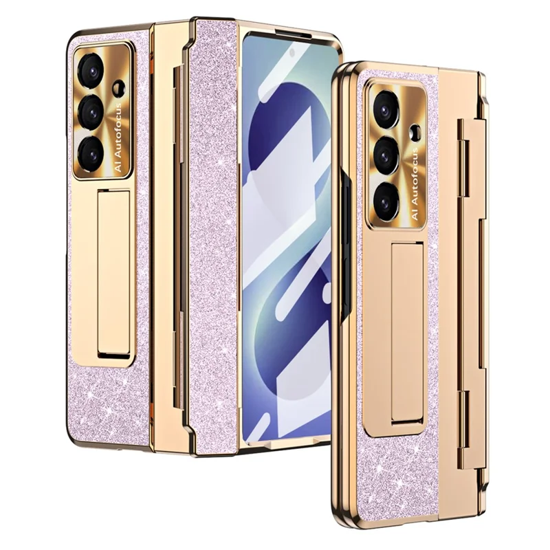 For Samsung Galaxy Z Fold8 Case med stand Hinge-beskyttelse Rhinestone Glitter PC telefondekning - Pink