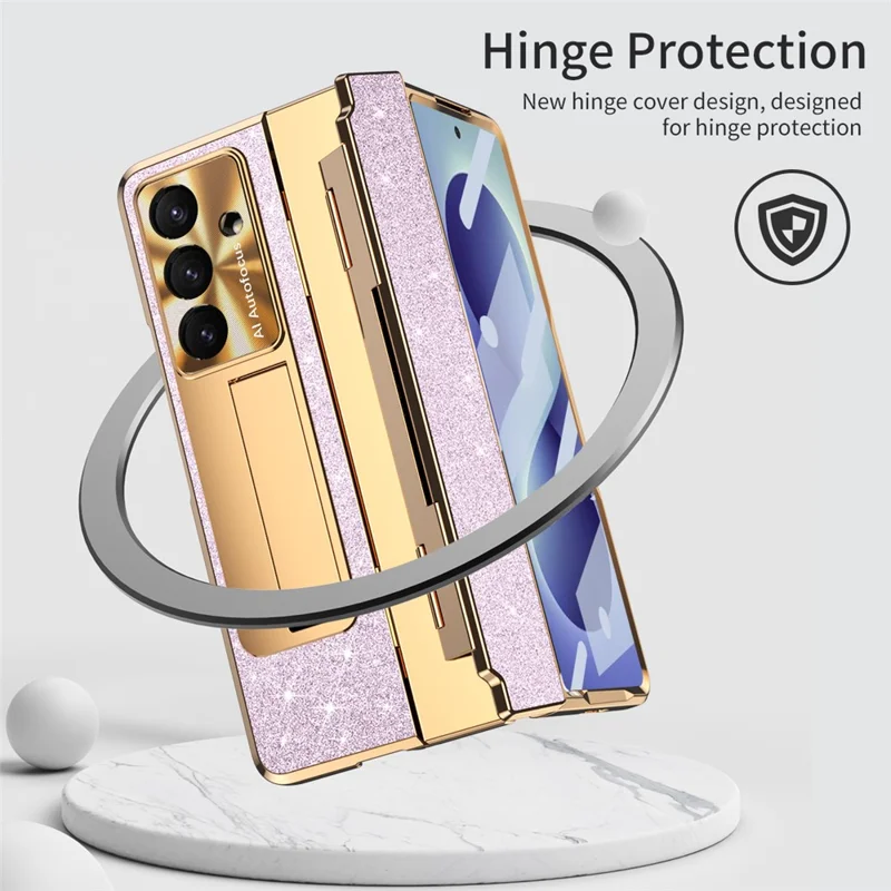 For Samsung Galaxy Z Fold8 Case med stand Hinge-beskyttelse Rhinestone Glitter PC telefondekning - Pink
