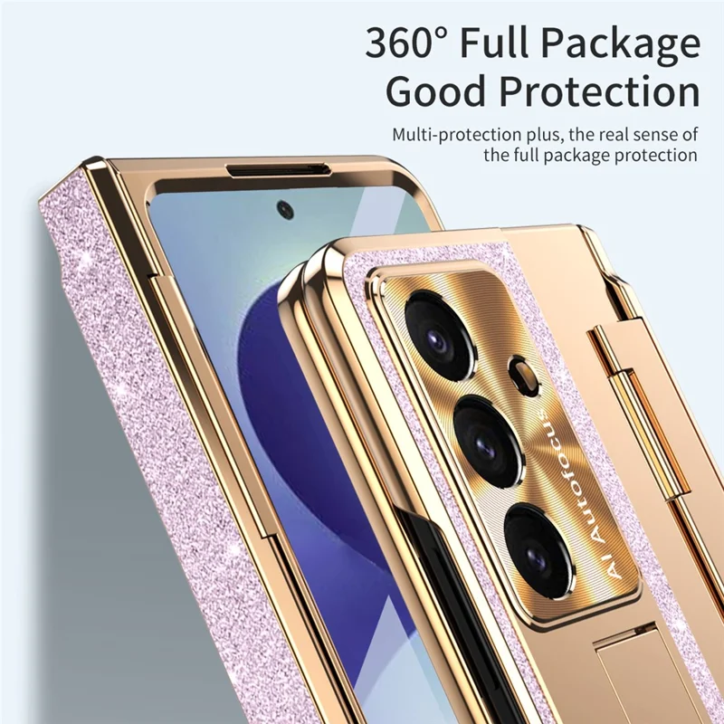 For Samsung Galaxy Z Fold8 Case med stand Hinge-beskyttelse Rhinestone Glitter PC telefondekning - Pink