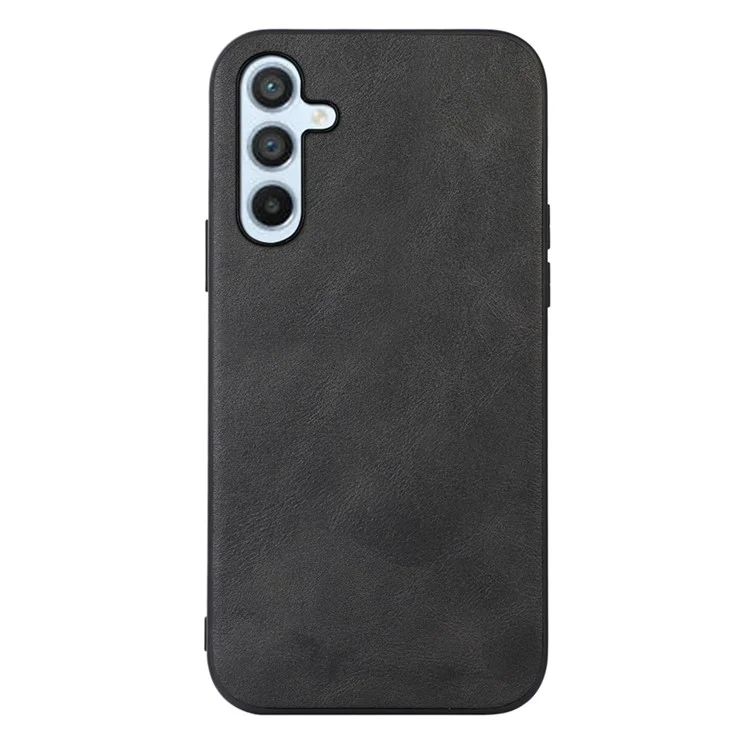 Para Samsung Galaxy A54 5G Cowhide Texture PU Leather Coating Phone Case Hard PC Soft TPU Scratch-resistant Phone Back Cover - Preto