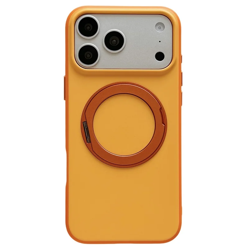 For iPhone 17 Pro Max Magnetic Case 2-in-1 Dual Color Shockproof Cover with 360° Rotating Ring Kickstand - Orange