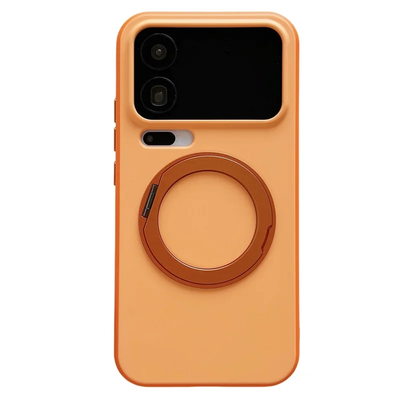 For Xiaomi 17 Pro Max Magnetic Case 2-in-1 Dual Color Shockproof Cover with 360° Rotating Ring Kickstand - Orange