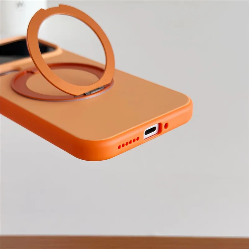 For Xiaomi 17 Pro Max Magnetic Case 2-in-1 Dual Color Shockproof Cover with 360° Rotating Ring Kickstand - Orange