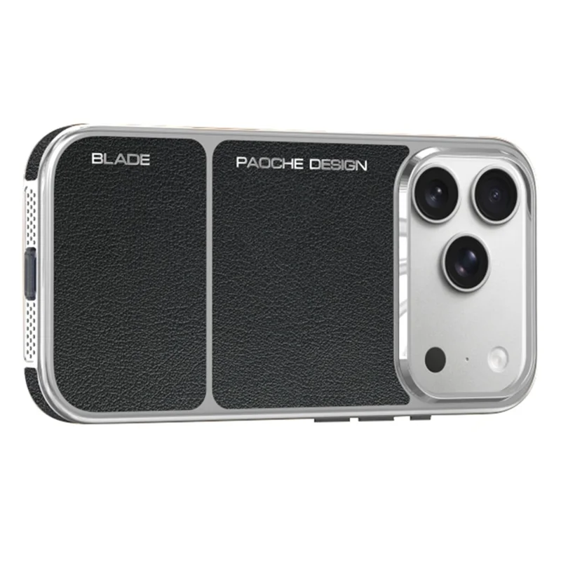 For iPhone 17 Pro Max Magnetic Case Leather Coated PC + TPU Heat Dissipation Phone Back Cover - Black