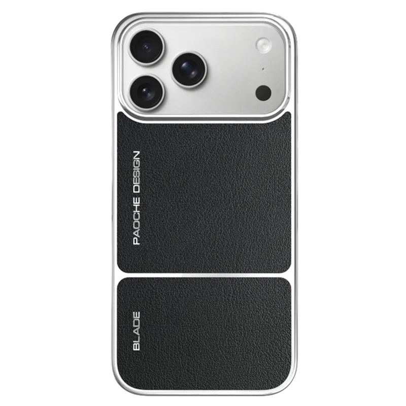 For iPhone 17 Pro Magnetic Case Leather Coated PC + TPU Heat Dissipation Phone Back Cover - Black