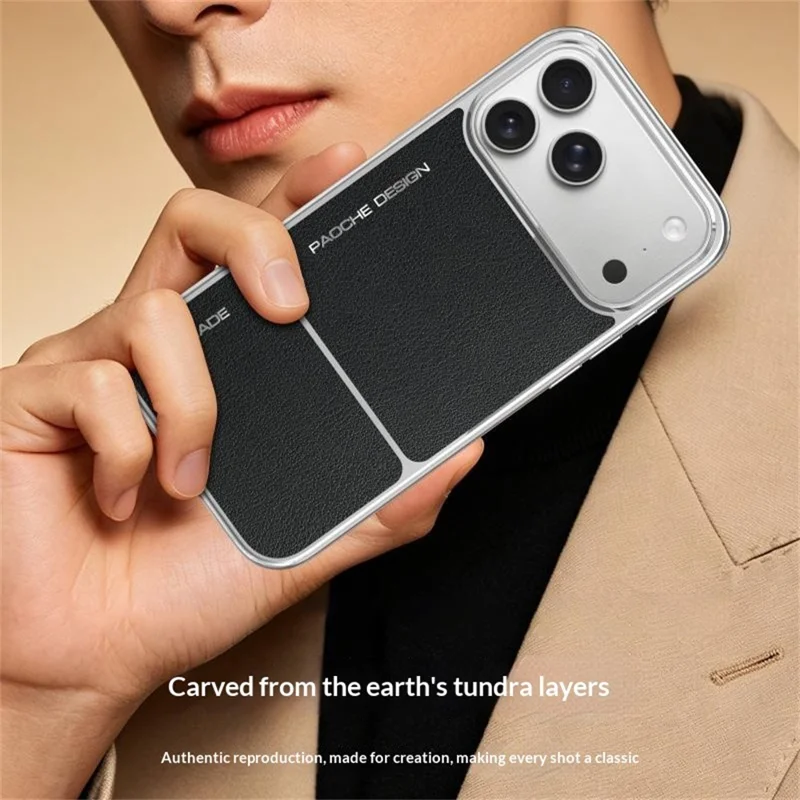 For iPhone 17 Pro Magnetic Case Leather Coated PC + TPU Heat Dissipation Phone Back Cover - Black