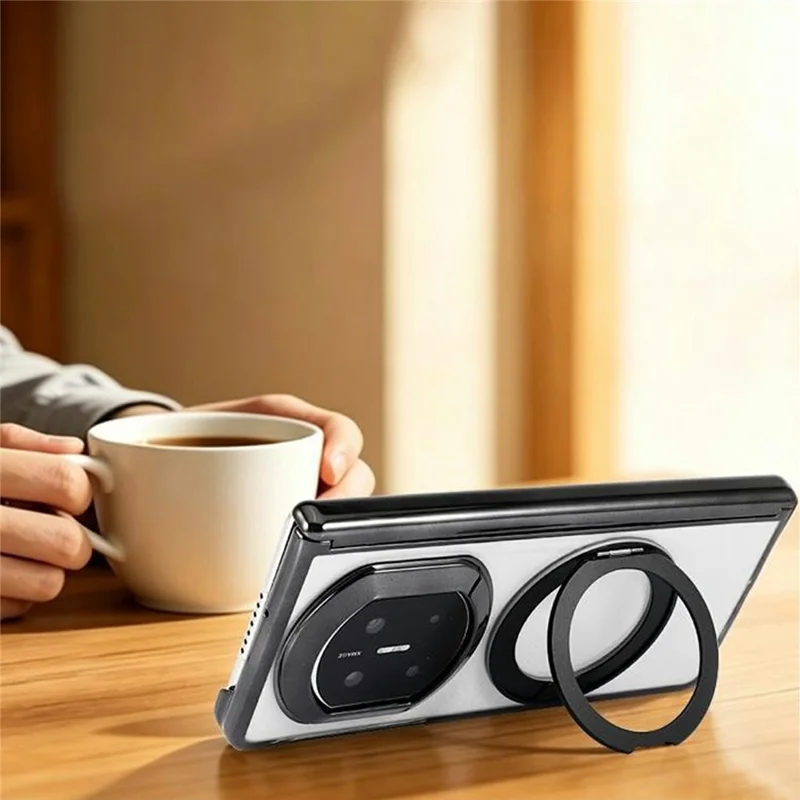 Funda para Huawei Mate X7 con Soporte Giratorio Magnético, Funda Transparente PC - Negro