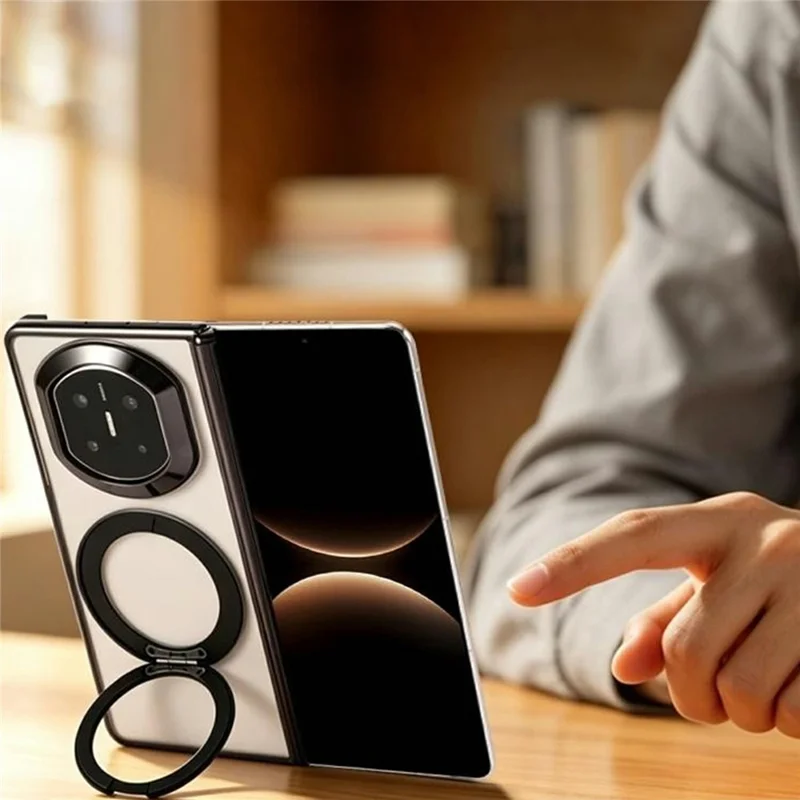 Funda para Huawei Mate X7 con Soporte Giratorio Magnético, Funda Transparente PC - Negro