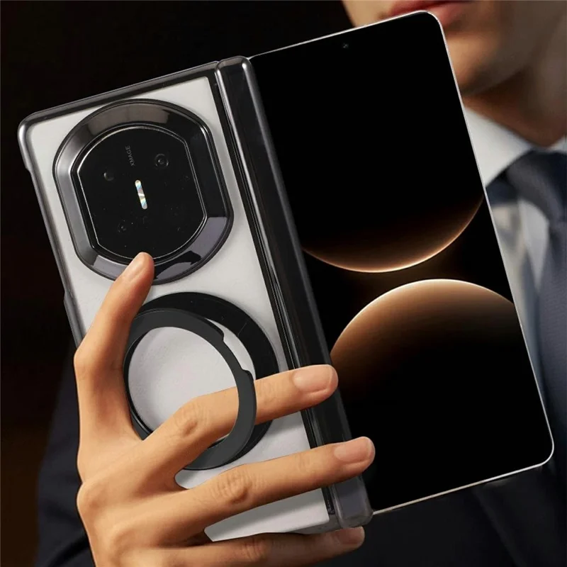 Funda para Huawei Mate X7 con Soporte Giratorio Magnético, Funda Transparente PC - Negro