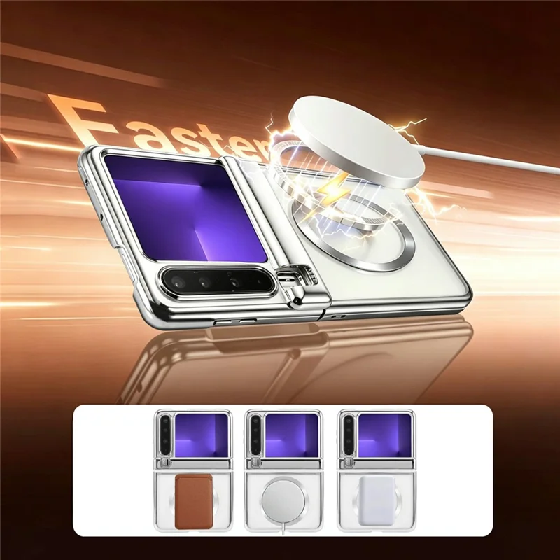 Capa Transparente com Suporte de Anel Rotativo Magnético para Huawei Pura X - Prata