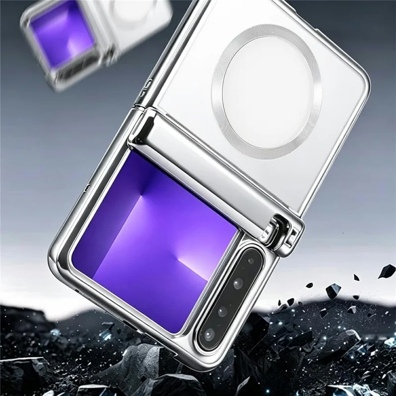 Capa Transparente com Suporte de Anel Rotativo Magnético para Huawei Pura X - Prata