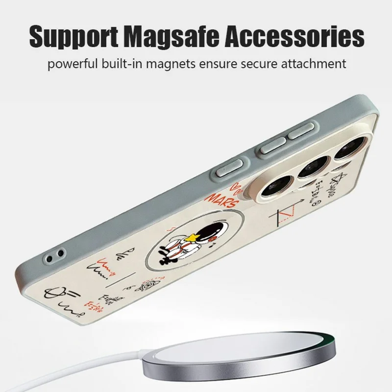 For Samsung Galaxy S26 Ultra Magnetic Case Cute Astronaut Pattern Shockproof TPU Phone Cover - Grey / A122G1