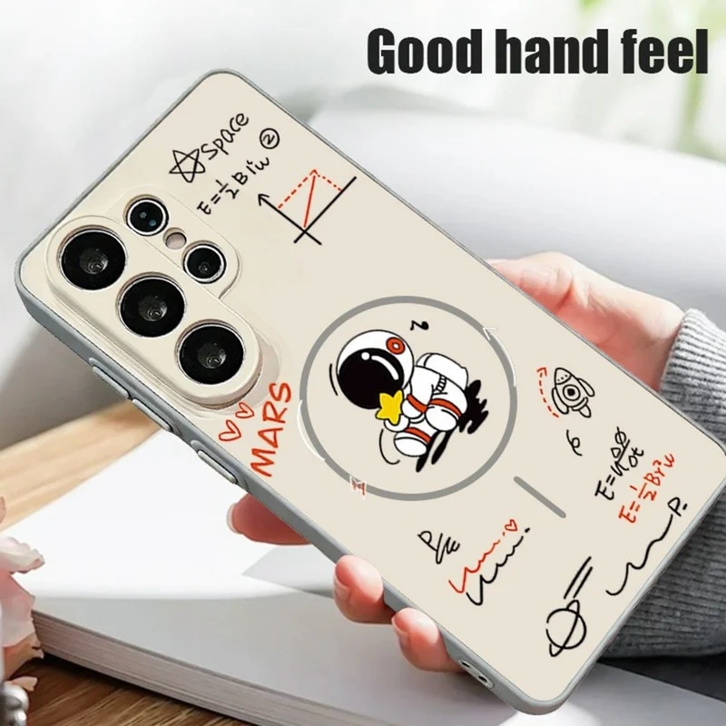 For Samsung Galaxy S26 Ultra Magnetic Case Cute Astronaut Pattern Shockproof TPU Phone Cover - Grey / A122G1