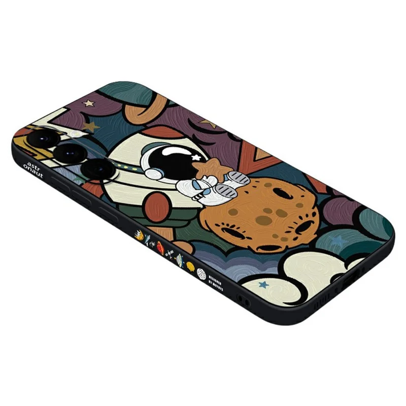 For Samsung Galaxy S26 Case Tegnefilm Raket Astronaut Mønster TPU Beskyttende Telefonbeslag - A251 / Sort