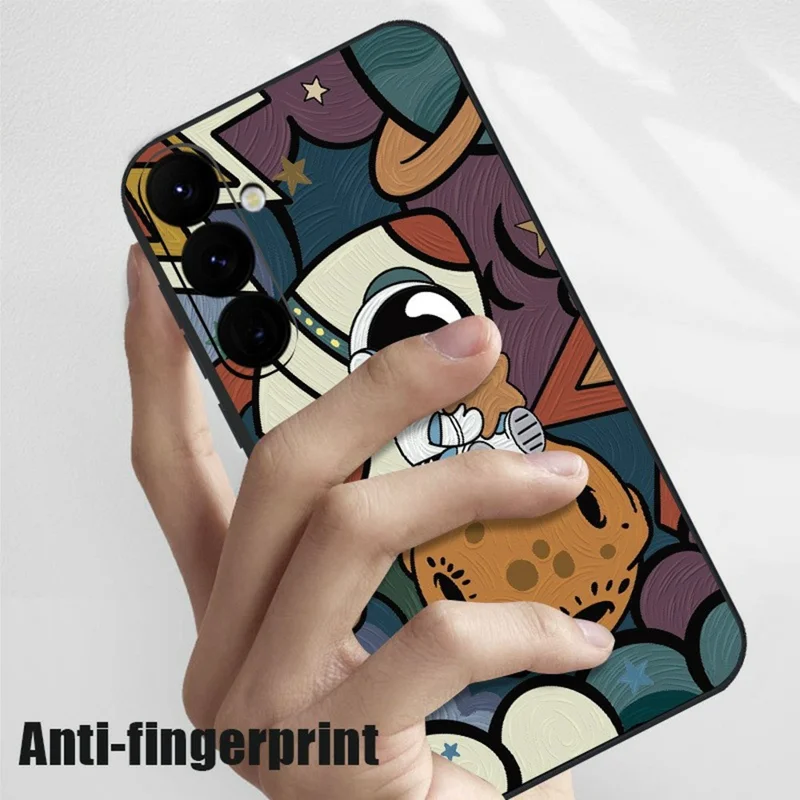 For Samsung Galaxy S26 Case Tegnefilm Raket Astronaut Mønster TPU Beskyttende Telefonbeslag - A251 / Sort