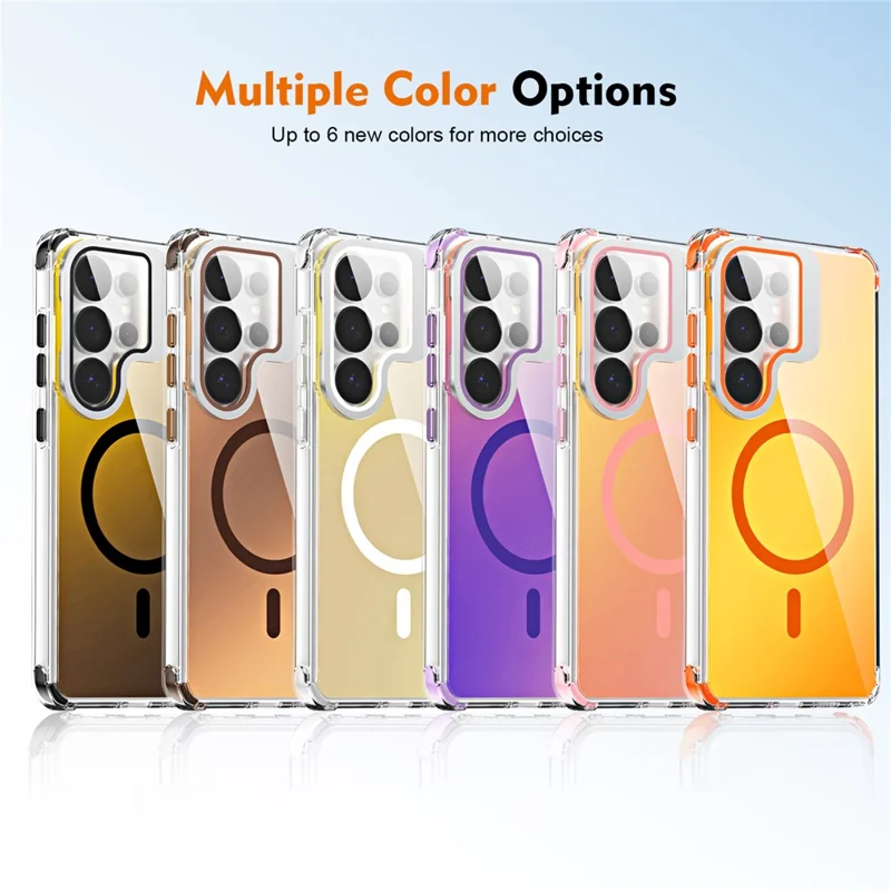 For Samsung Galaxy S26 Ultra Magnetic Case Four Corner Drop Protection TPU + Acrylic Gradient Phone Cover with Lens Film Kickstand - Orange - 12