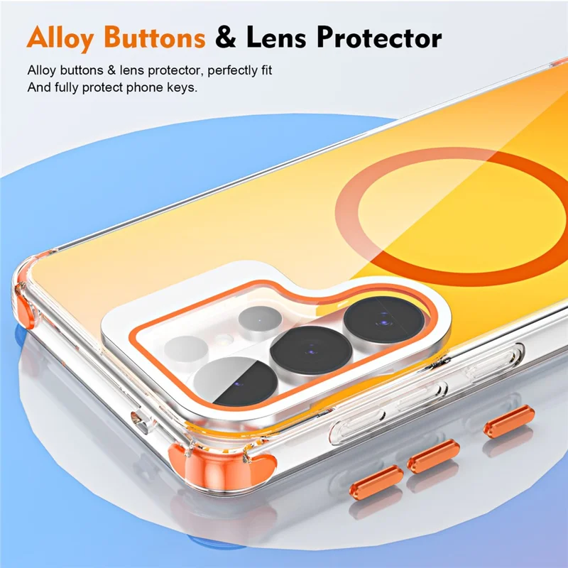For Samsung Galaxy S26 Ultra Magnetic Case Four Corner Drop Protection TPU + Acrylic Gradient Phone Cover with Lens Film Kickstand - Orange - 9