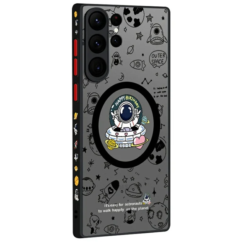 For Samsung Galaxy S26 Ultra Magnetic Case Astronaut Pattern Shockproof PC + TPU Phone Cover - A241 / UFO Astronaut