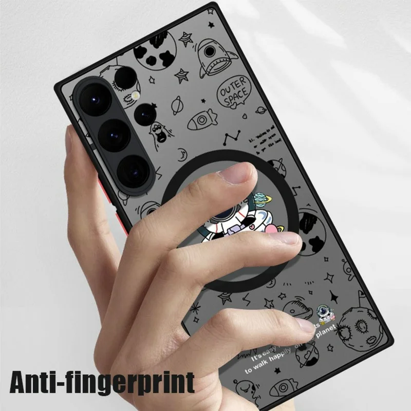 For Samsung Galaxy S26 Ultra Magnetic Case Astronaut Pattern Shockproof PC + TPU Phone Cover - A241 / UFO Astronaut