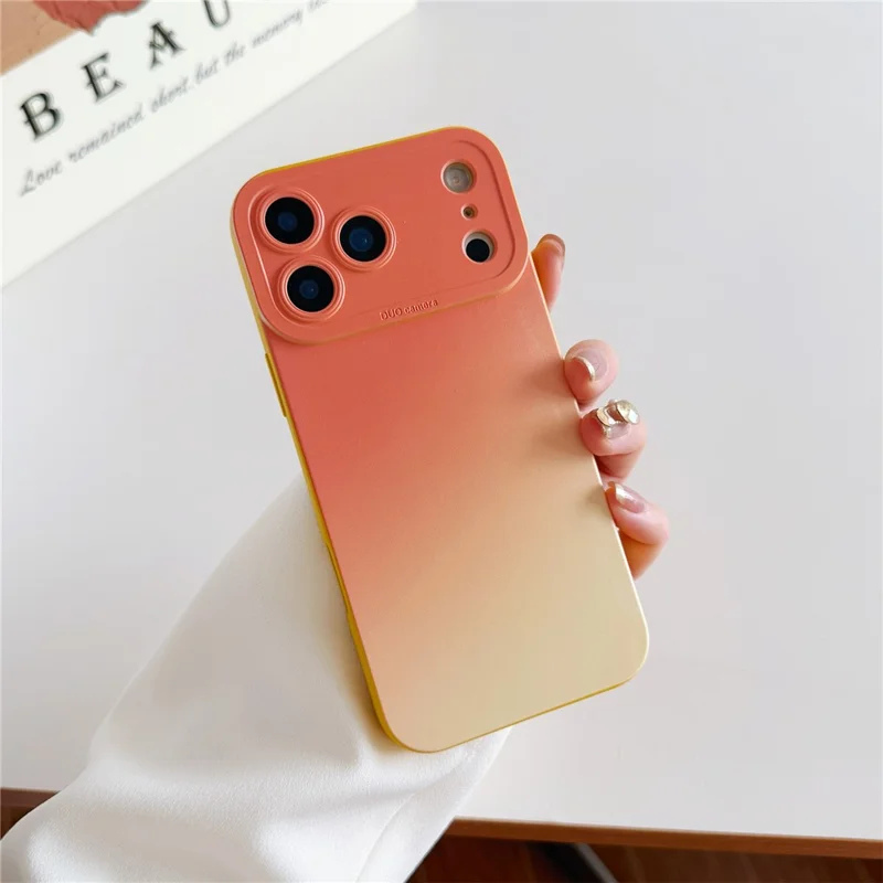 For iPhone 17 Pro Case Precision Cutout Gradient TPU Shockproof Protective Phone Cover - Orange Yellow