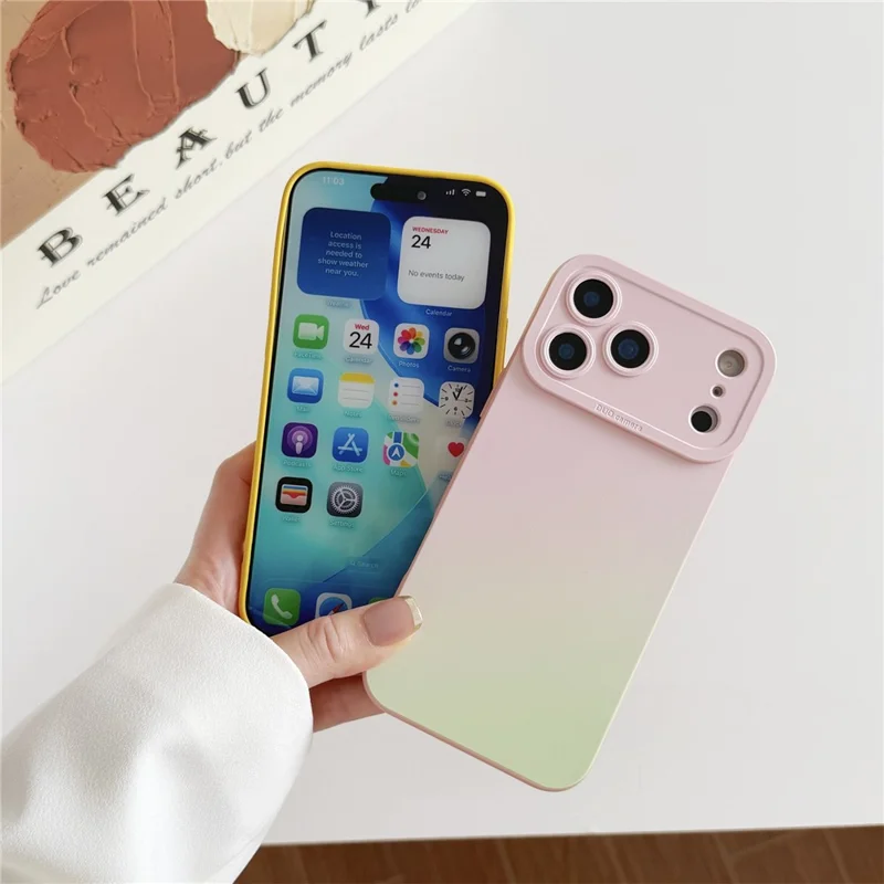 For iPhone 17 Pro Case Precision Cutout Gradient TPU Shockproof Protective Phone Cover - Orange Yellow